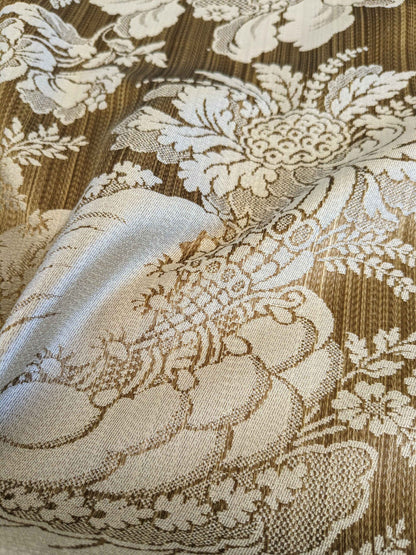 By yard Scalamandre Silk Damask Brown Floral Classic French Botanical Renaissance Large Pattern
