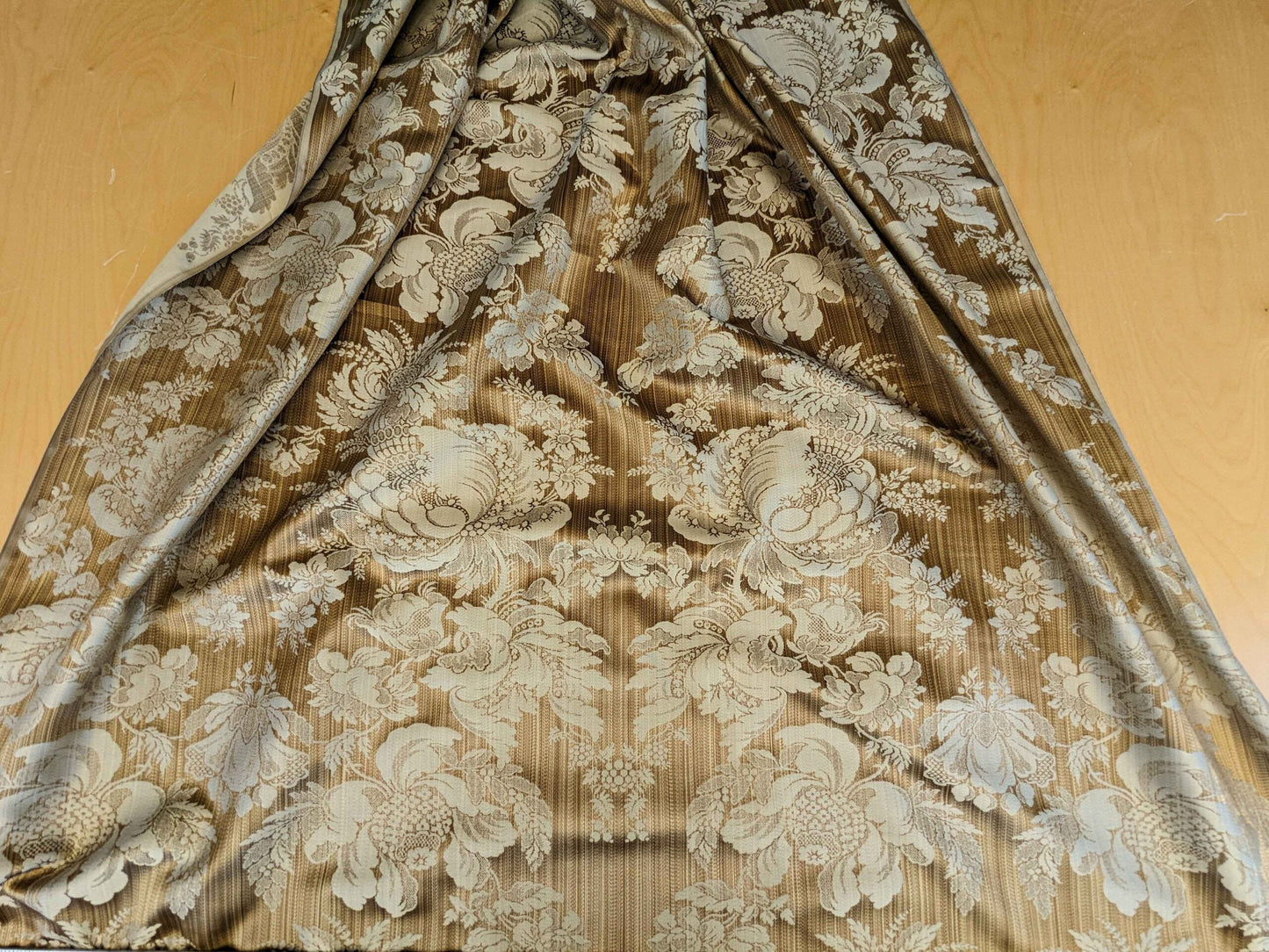 By yard Scalamandre Silk Damask Brown Floral Classic French Botanical Renaissance Large Pattern