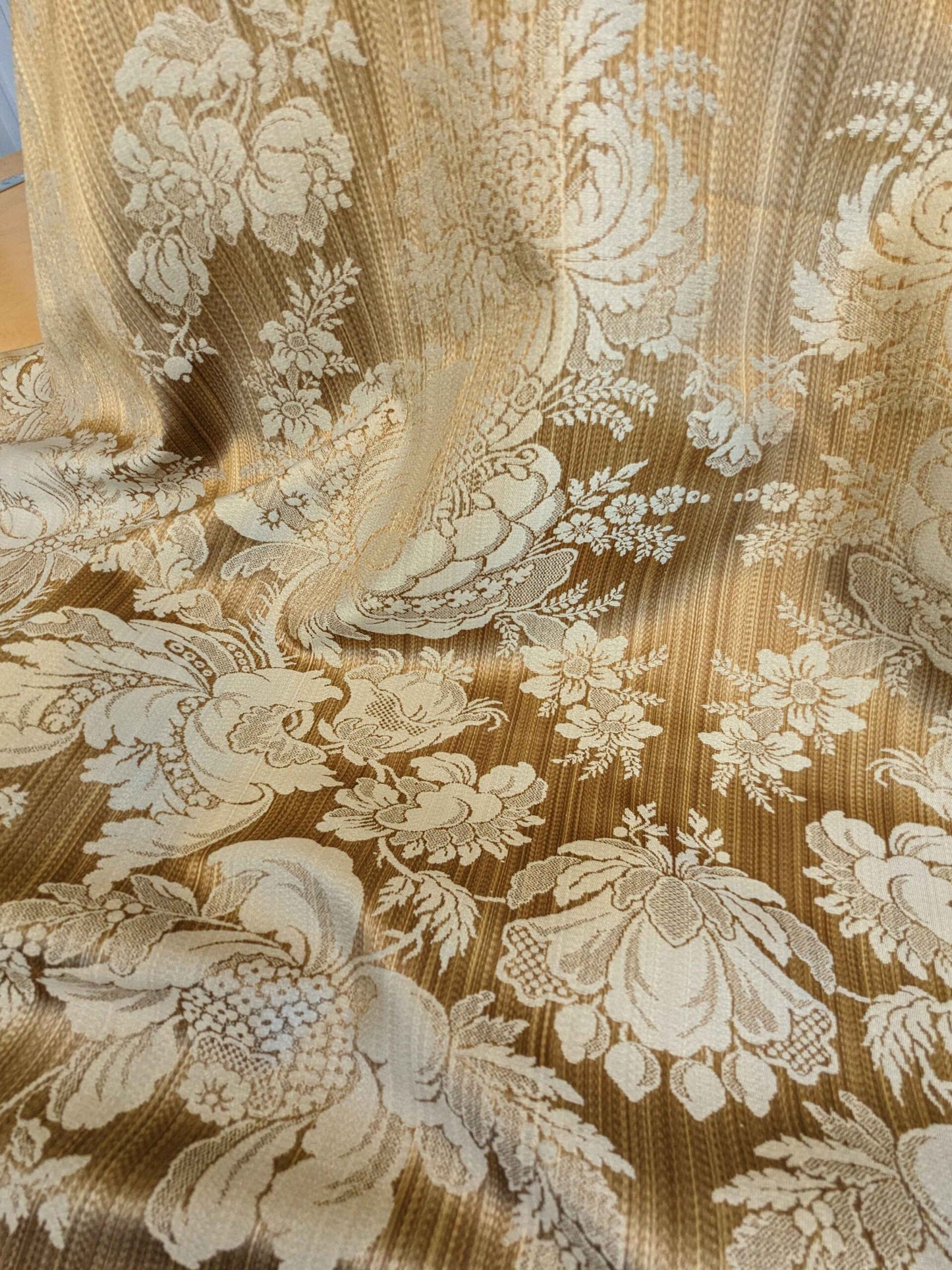 By yard Scalamandre Silk Damask Brown Floral Classic French Botanical Renaissance Large Pattern