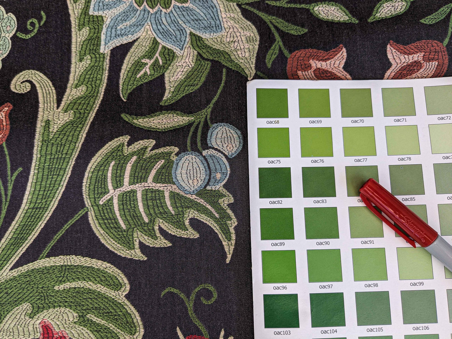 By yard Scalamandre Floral Botanical Tree Foliage Classic French Black Blue Red Yellow Upholstery Fabric