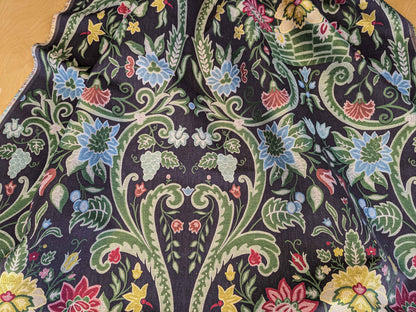 By yard Scalamandre Floral Botanical Tree Foliage Classic French Black Blue Red Yellow Upholstery Fabric