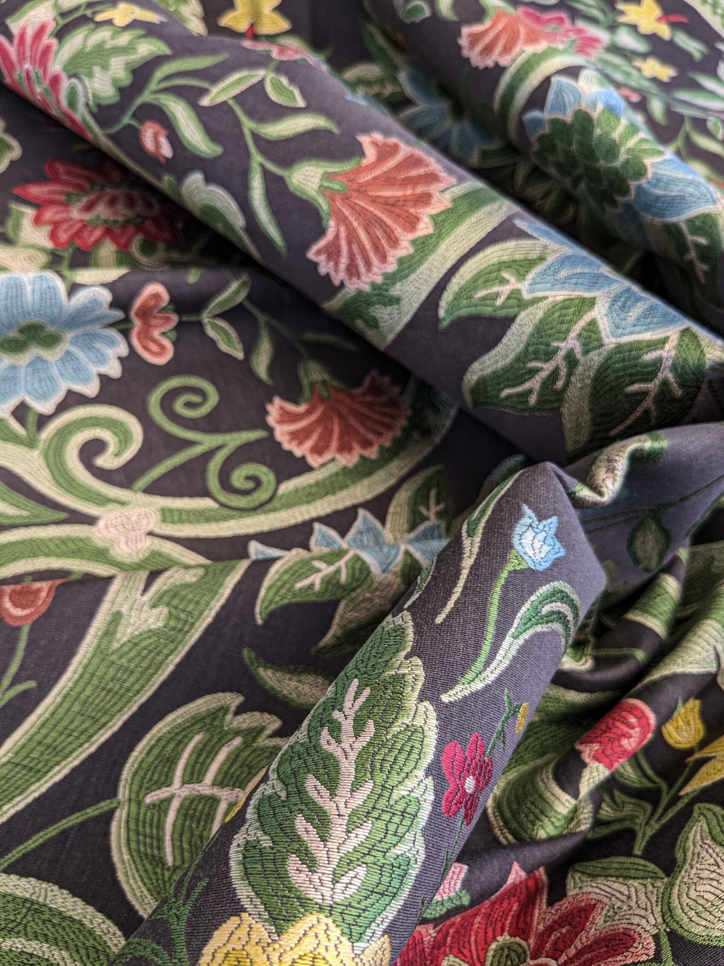 By yard Scalamandre Floral Botanical Tree Foliage Classic French Black Blue Red Yellow Upholstery Fabric