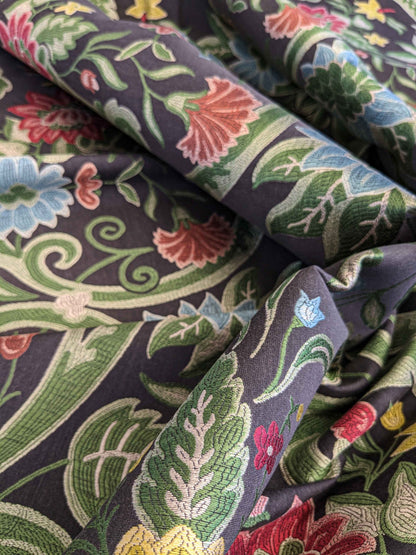 By yard Scalamandre Floral Botanical Tree Foliage Classic French Black Blue Red Yellow Upholstery Fabric