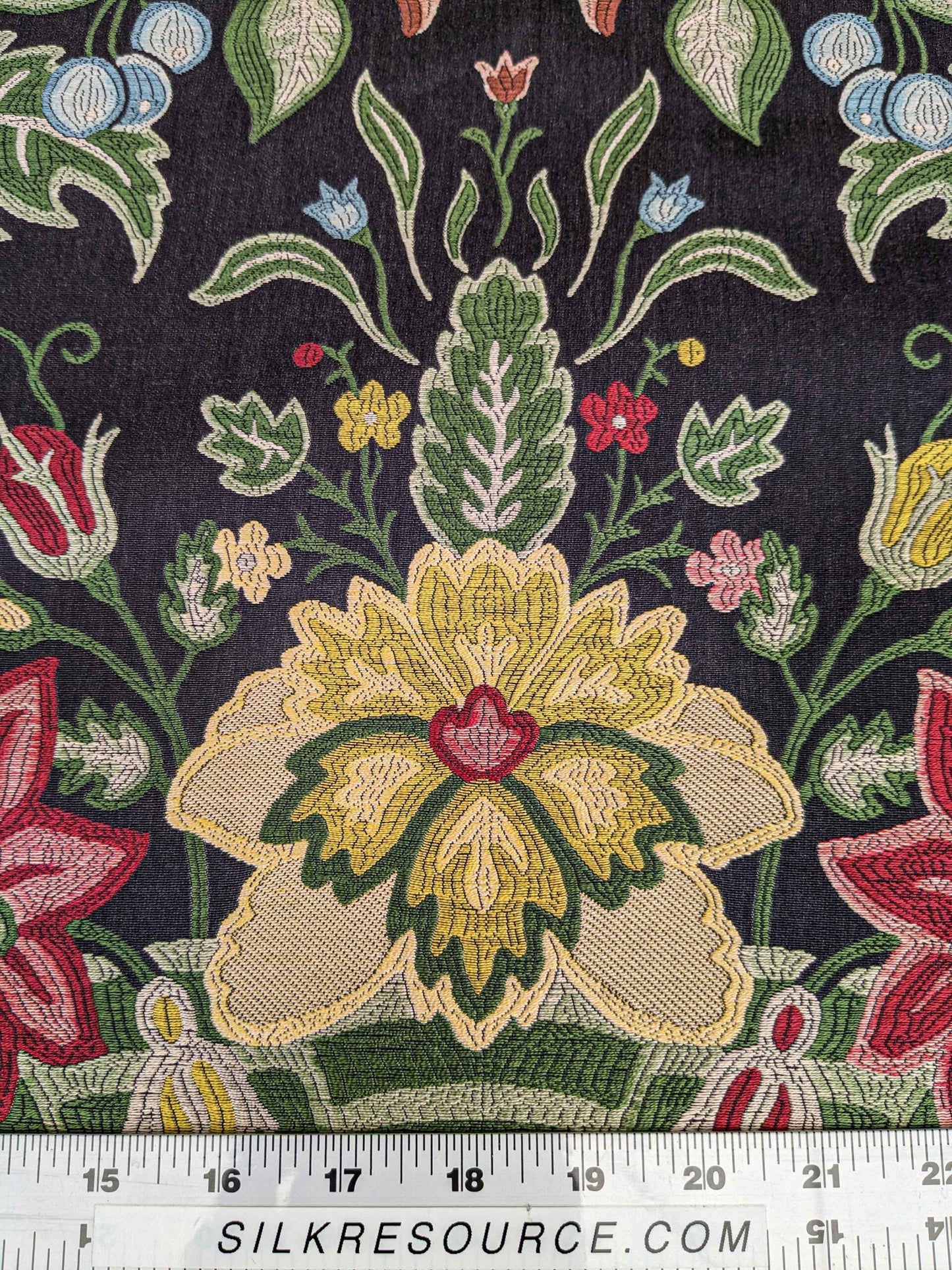 By yard Scalamandre Floral Botanical Tree Foliage Classic French Black Blue Red Yellow Upholstery Fabric