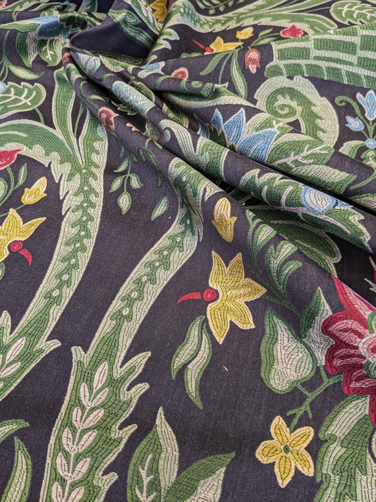 By yard Scalamandre Floral Botanical Tree Foliage Classic French Black Blue Red Yellow Upholstery Fabric