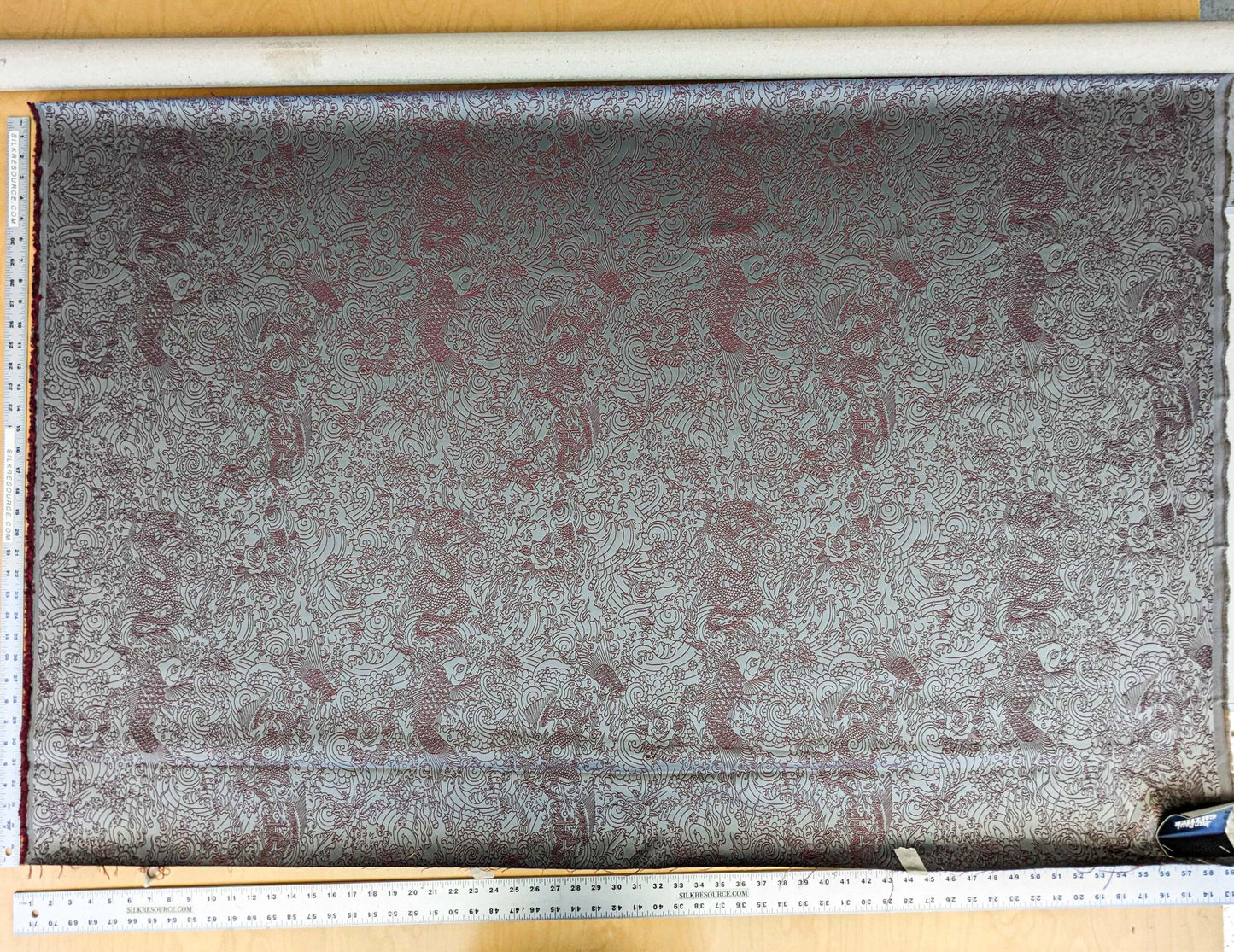 1 yard Jean Paul Gaultier Skin Nectar Polyester Cotton Animals Dragon Fish Abstract Art Deco Gray Red