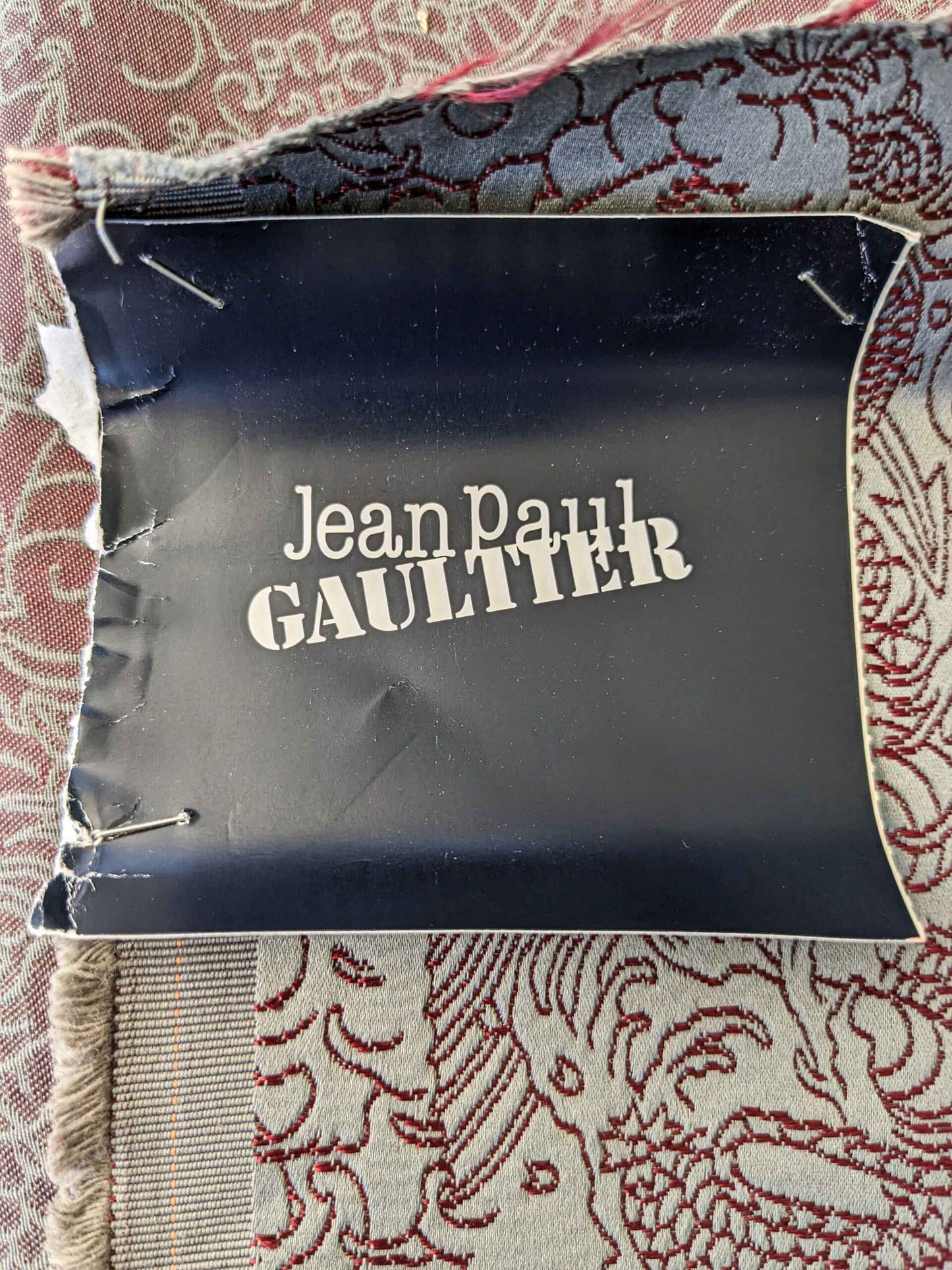 1 yard Jean Paul Gaultier Skin Nectar Polyester Cotton Animals Dragon Fish Abstract Art Deco Gray Red