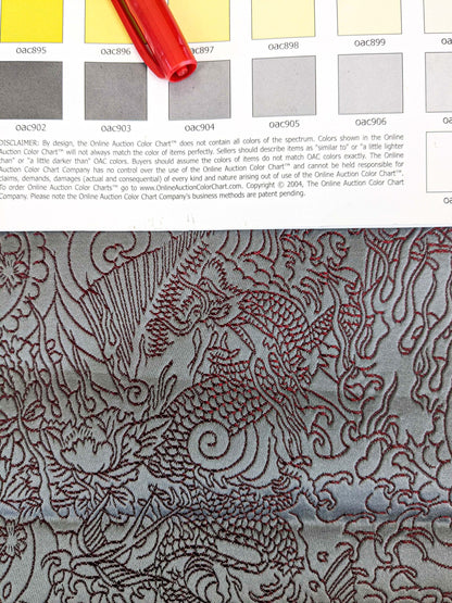 1 yard Jean Paul Gaultier Skin Nectar Polyester Cotton Animals Dragon Fish Abstract Art Deco Gray Red