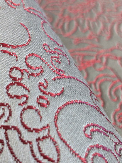 1 yard Jean Paul Gaultier Skin Nectar Polyester Cotton Animals Dragon Fish Abstract Art Deco Gray Red