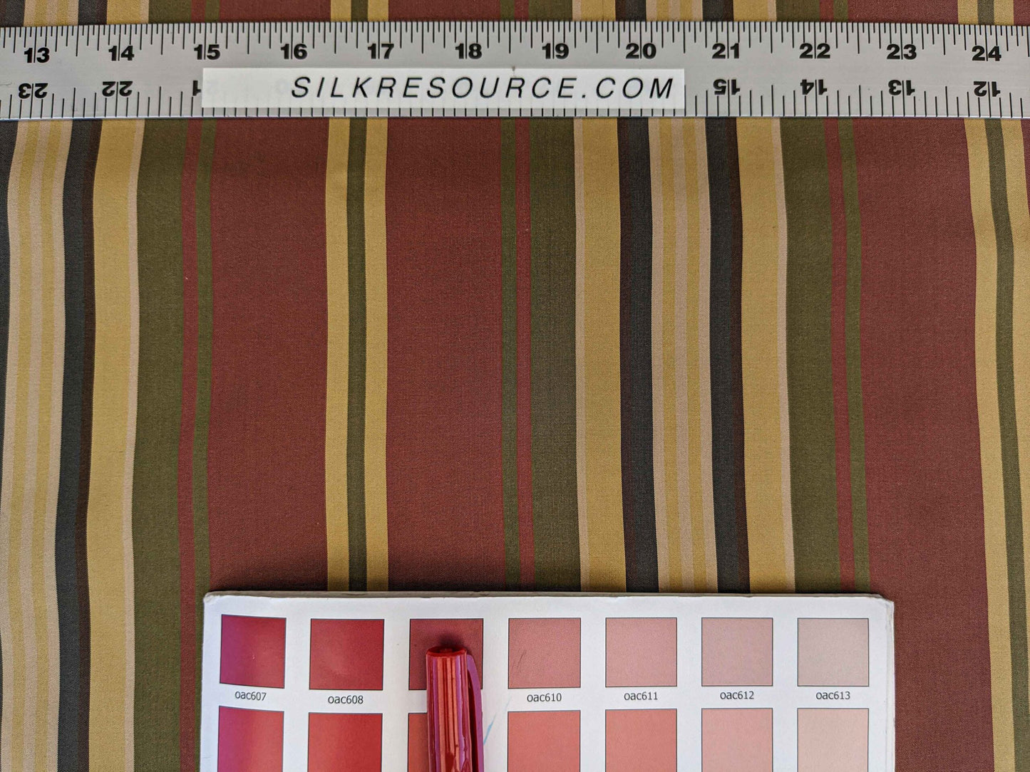 3.5y Scalamandre Silk Stripe Red White Yellow Blue Green