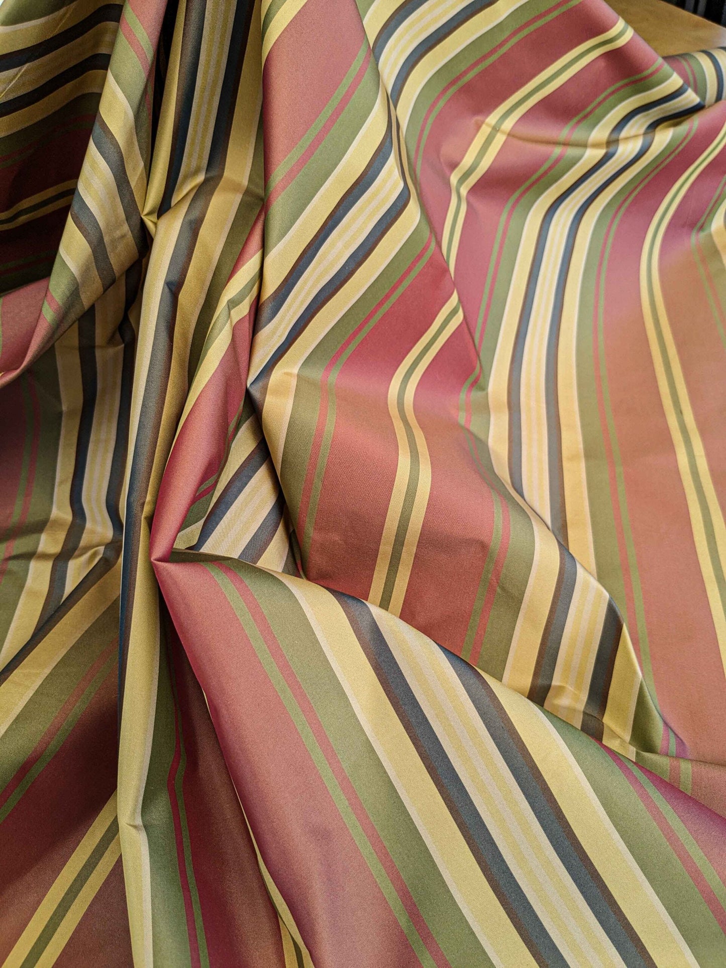 3.5y Scalamandre Silk Stripe Red White Yellow Blue Green