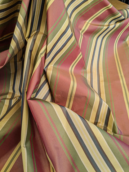 3.5y Scalamandre Silk Stripe Red White Yellow Blue Green