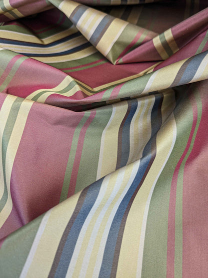 3.5y Scalamandre Silk Stripe Red White Yellow Blue Green
