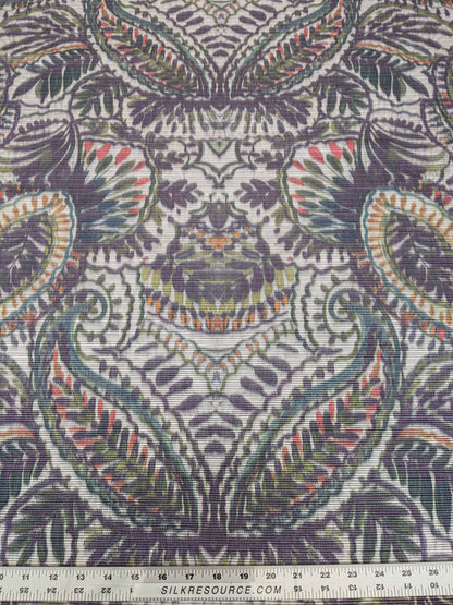 2y Scalamandre Indra Slate Blue Multi Paisley Aztek Mayan Print MSRP USD 202/Y Heavy!