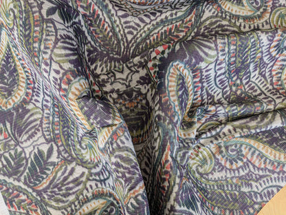 2y Scalamandre Indra Slate Blue Multi Paisley Aztek Mayan Print MSRP USD 202/Y Heavy!