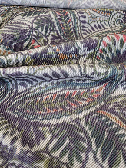 2y Scalamandre Indra Slate Blue Multi Paisley Aztek Mayan Print MSRP USD 202/Y Heavy!