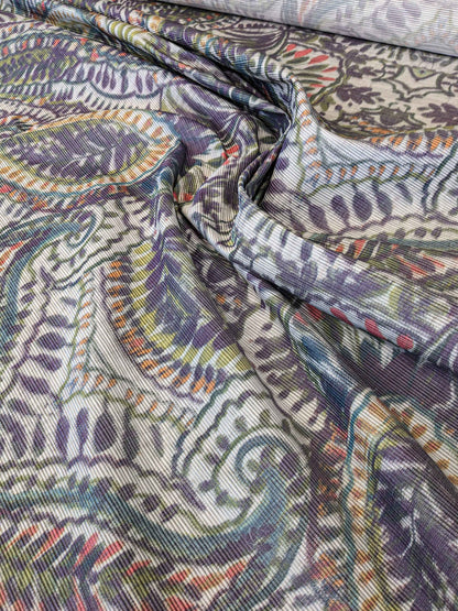 2y Scalamandre Indra Slate Blue Multi Paisley Aztek Mayan Print MSRP USD 202/Y Heavy!