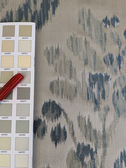 2.25y Scalamandre Visby Beige Blue Silver White Old World Weavers Silk Lampas MSRP USD 895/Y