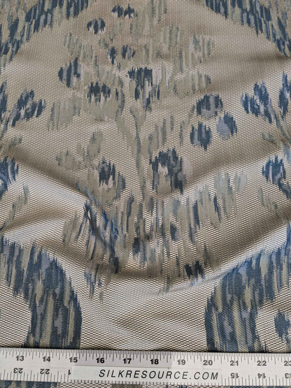 2.25y Scalamandre Visby Beige Blue Silver White Old World Weavers Silk Lampas MSRP USD 895/Y