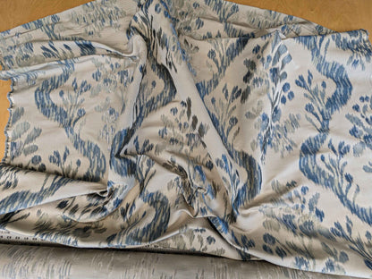 2.25y Scalamandre Visby Beige Blue Silver White Old World Weavers Silk Lampas MSRP USD 895/Y