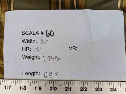 0.8y Scalamandre Gustave Stripe Green Gold Old World Weavers 100% Silk Stripe