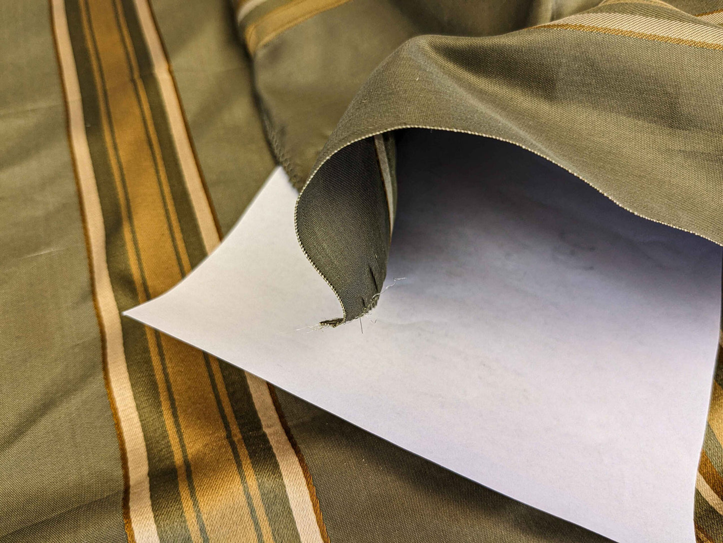 0.8y Scalamandre Gustave Stripe Green Gold Old World Weavers 100% Silk Stripe