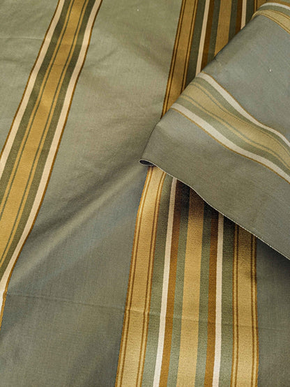 0.8y Scalamandre Gustave Stripe Green Gold Old World Weavers 100% Silk Stripe