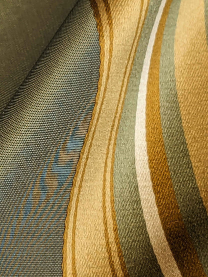 0.8y Scalamandre Gustave Stripe Green Gold Old World Weavers 100% Silk Stripe