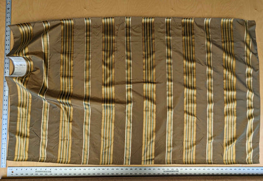 0.8y Scalamandre Gustave Stripe Bronze Brown Gold Green Old World Weavers 100% Silk Stripe