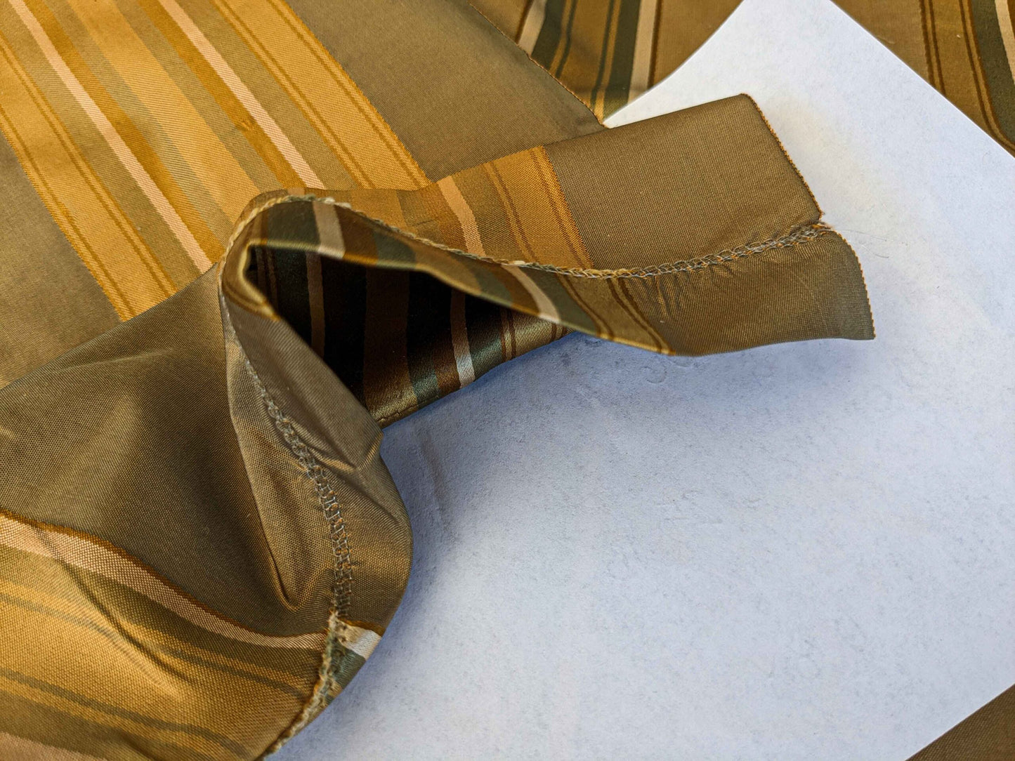 0.8y Scalamandre Gustave Stripe Bronze Brown Gold Green Old World Weavers 100% Silk Stripe