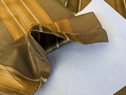 0.8y Scalamandre Gustave Stripe Bronze Brown Gold Green Old World Weavers 100% Silk Stripe