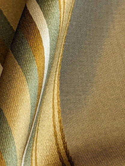 0.8y Scalamandre Gustave Stripe Bronze Brown Gold Green Old World Weavers 100% Silk Stripe