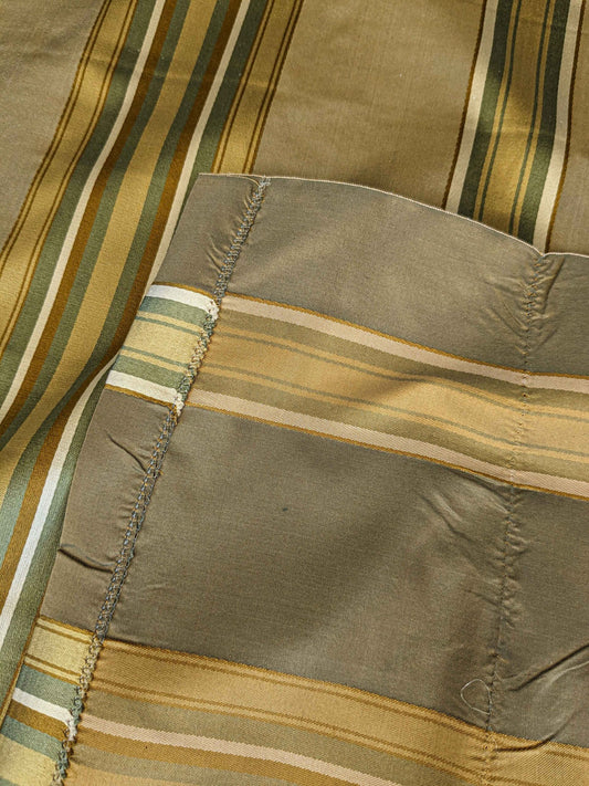0.8y Scalamandre Gustave Stripe Bronze Brown Gold Green Old World Weavers 100% Silk Stripe