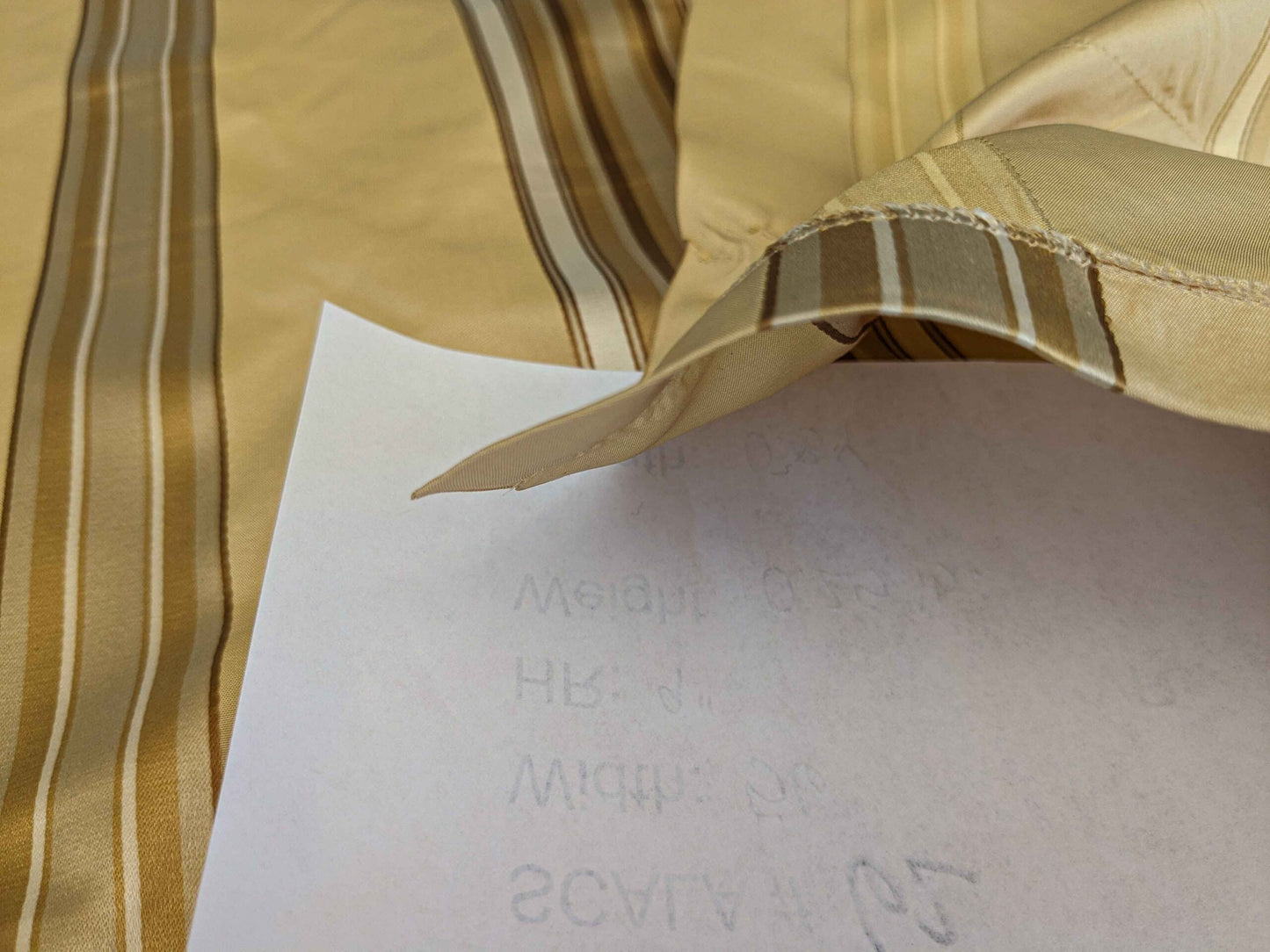 0.8y Scalamandre Gustave Stripe Gold Brown White Old World Weavers 100% Silk Stripe