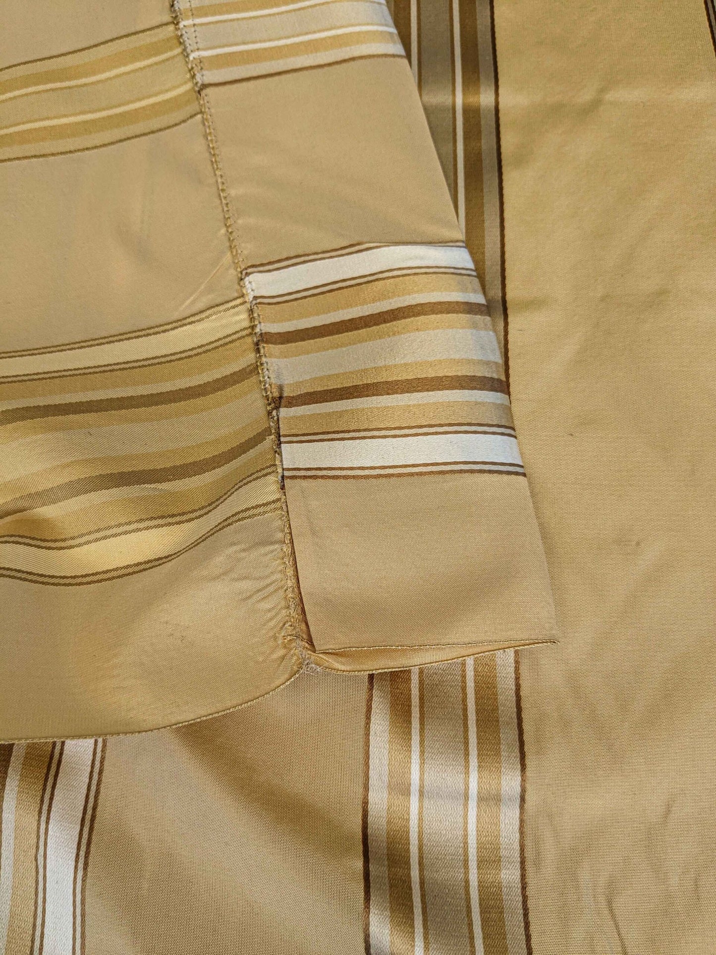 0.8y Scalamandre Gustave Stripe Gold Brown White Old World Weavers 100% Silk Stripe