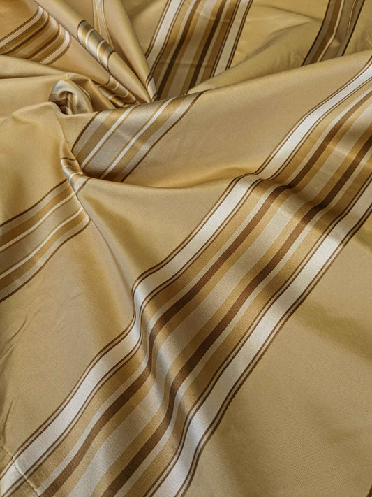 Scalamandre Gustave Stripe Silk - Gold Brown White