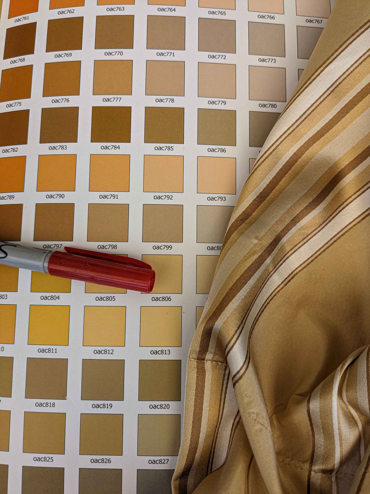 0.8y Scalamandre Gustave Stripe Gold Brown White Old World Weavers 100% Silk Stripe