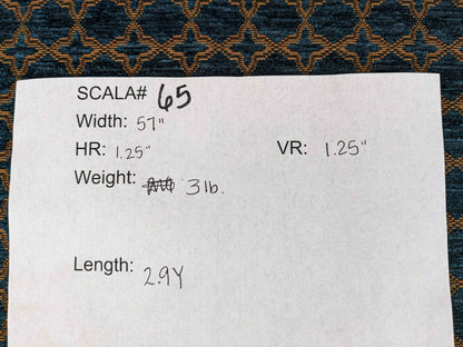 2.9y Scalamandre Blue Brown Diamond Vintage Neoclassical Art Deco Velvet