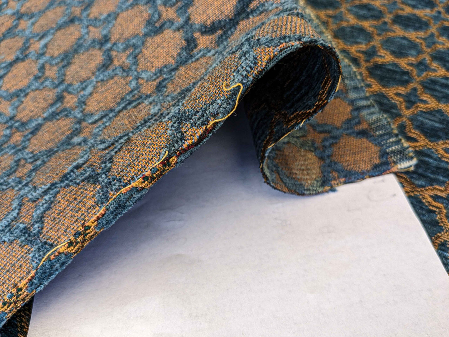 2.9y Scalamandre Blue Brown Diamond Vintage Neoclassical Art Deco Velvet