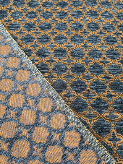 2.9y Scalamandre Blue Brown Diamond Vintage Neoclassical Art Deco Velvet