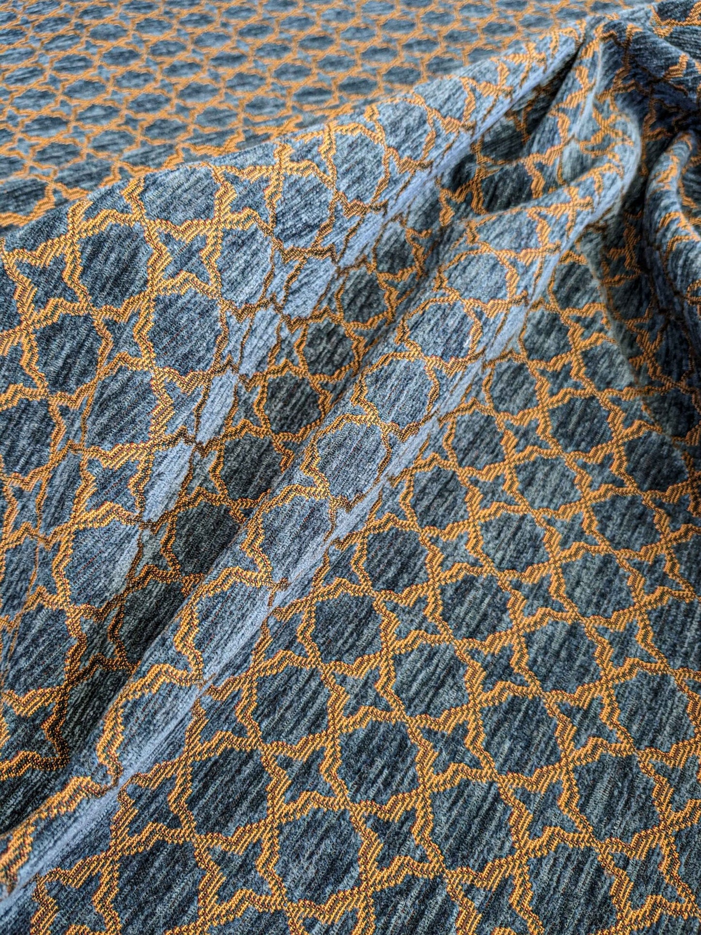 2.9y Scalamandre Blue Brown Diamond Vintage Neoclassical Art Deco Velvet