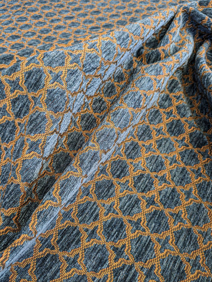 2.9y Scalamandre Blue Brown Diamond Vintage Neoclassical Art Deco Velvet