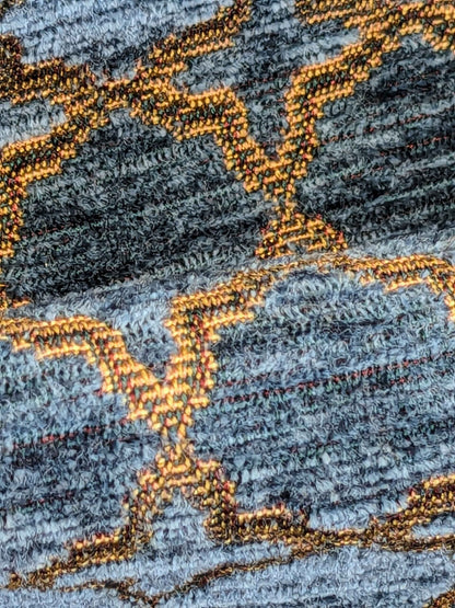 2.9y Scalamandre Blue Brown Diamond Vintage Neoclassical Art Deco Velvet