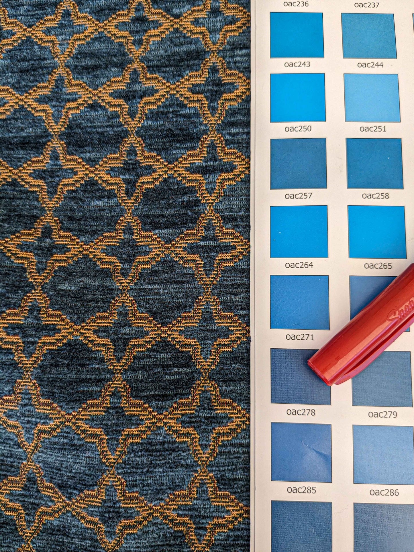 2.9y Scalamandre Blue Brown Diamond Vintage Neoclassical Art Deco Velvet