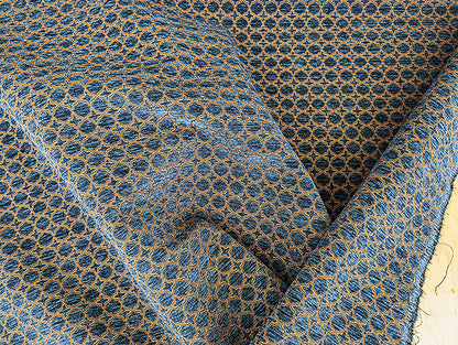 2.9y Scalamandre Blue Brown Diamond Vintage Neoclassical Art Deco Velvet