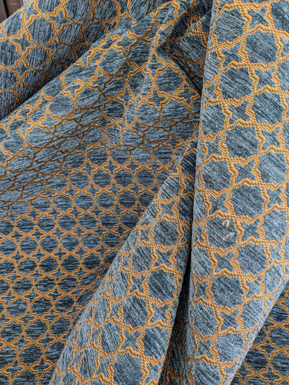 2.9y Scalamandre Blue Brown Diamond Vintage Neoclassical Art Deco Velvet