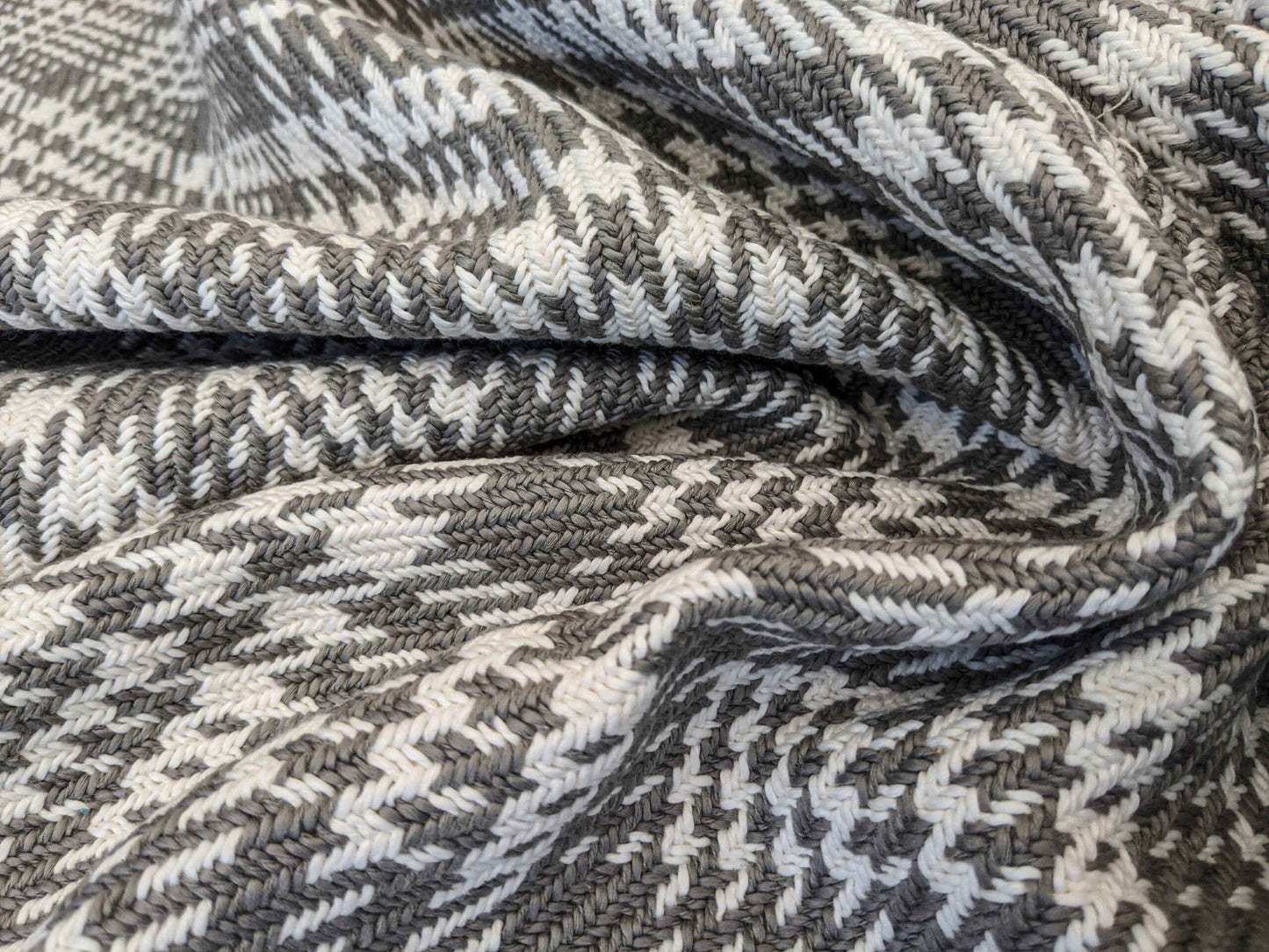 1 yard Sonia Rykiel Maison Plaid Check Gray White Woven