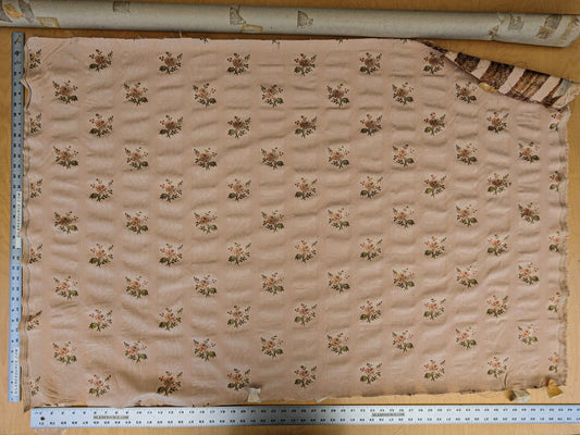 41" x 55" Scalamandre Floral Botanical French Court Stripe Beige Gray