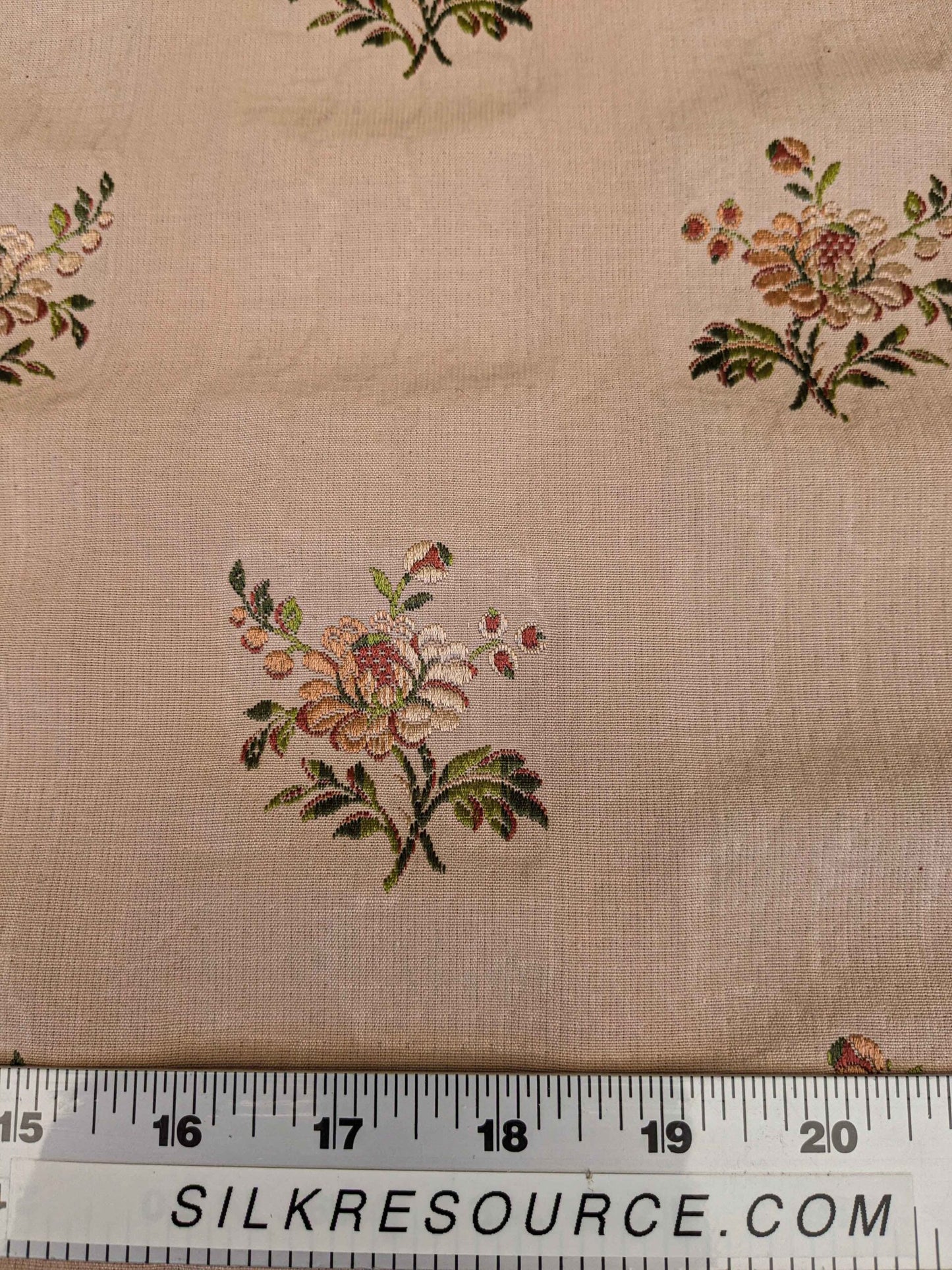 37" x 55" Scalamandre Floral Botanical French Court Stripe Beige Gray