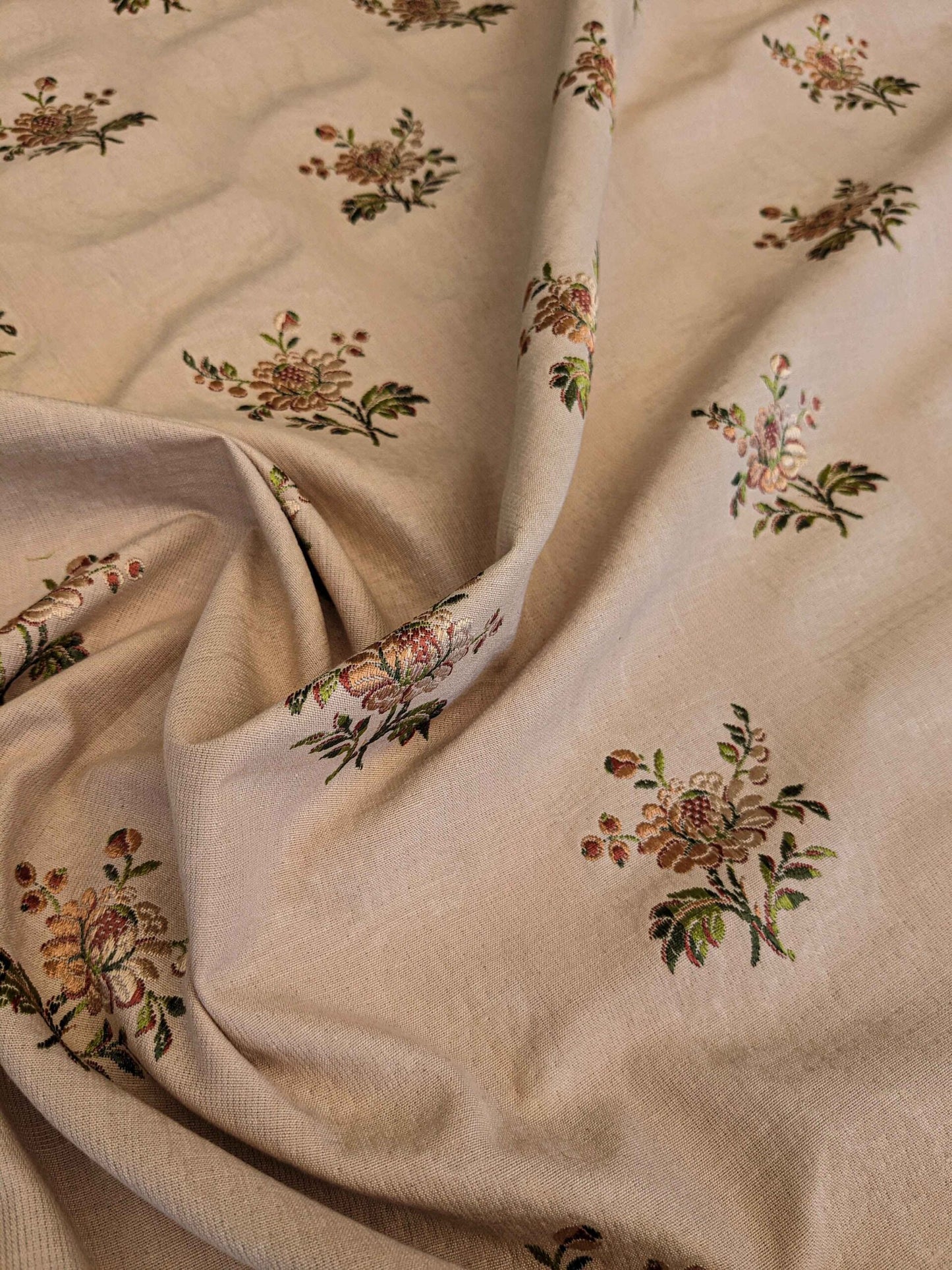 41" x 55" Scalamandre Floral Botanical French Court Stripe Beige Gray